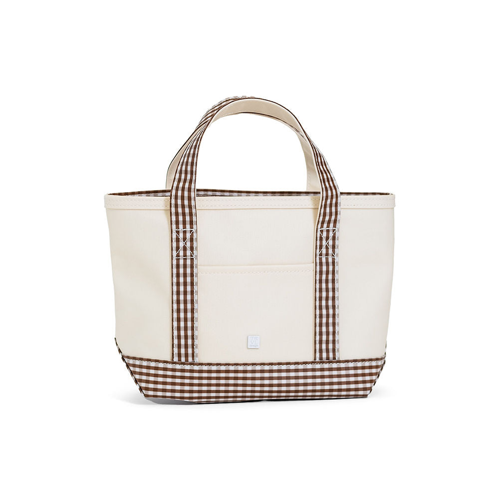 Coated Canvas Tote - Natural with Gingham Coco Trim
