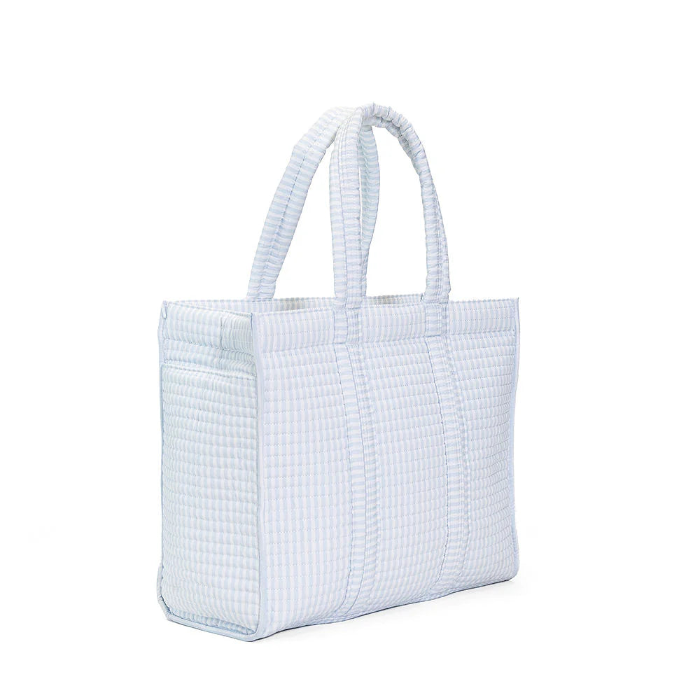 Quilted GOGO Tote - Pimlico Stripe Blue