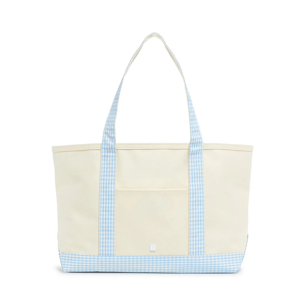 Coated Canvas Tote - Gingham Mist