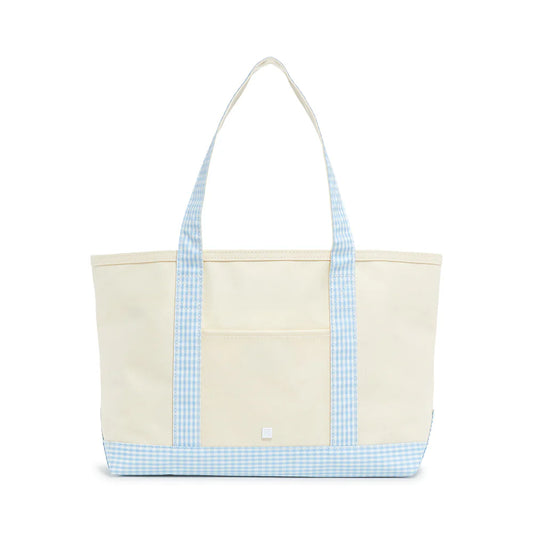 Coated Canvas Tote - Gingham Mist