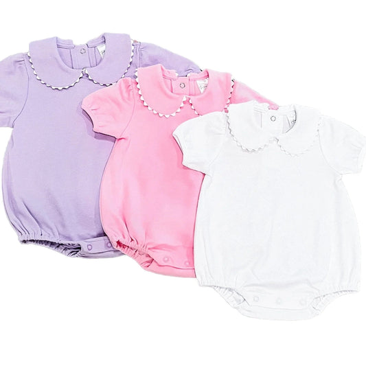 Short Sleeve Scalloped Bubble Romper