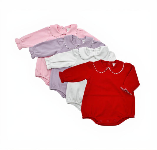 Long Sleeve Scalloped Bubble Romper