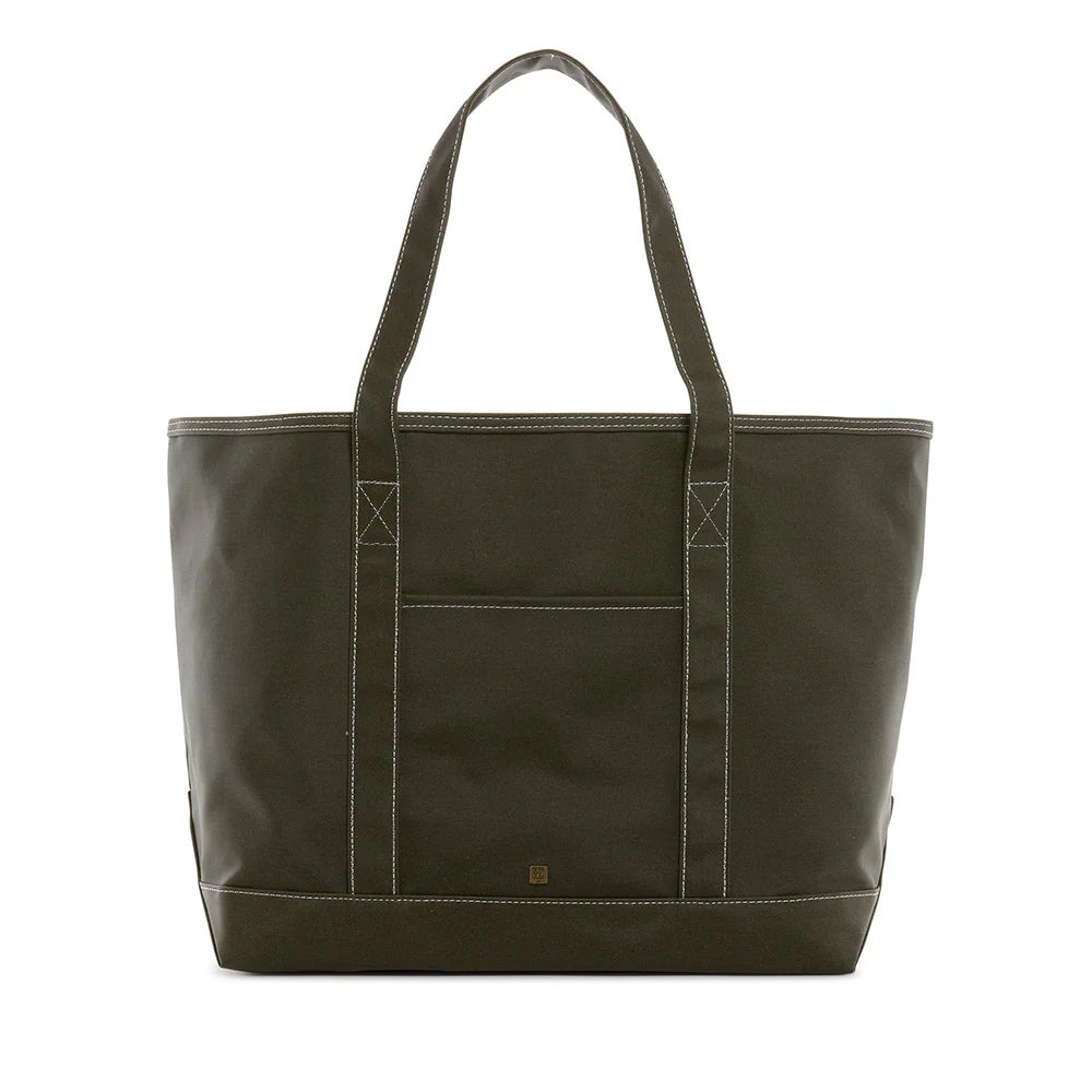 Coated Canvas Tote - Solid Olive