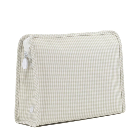 Roadie Large Zip Pouch - Gingham Pearl Grey