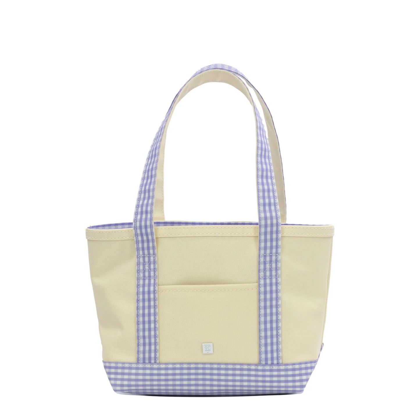 Coated Canvas Tote - Gingham Lilac