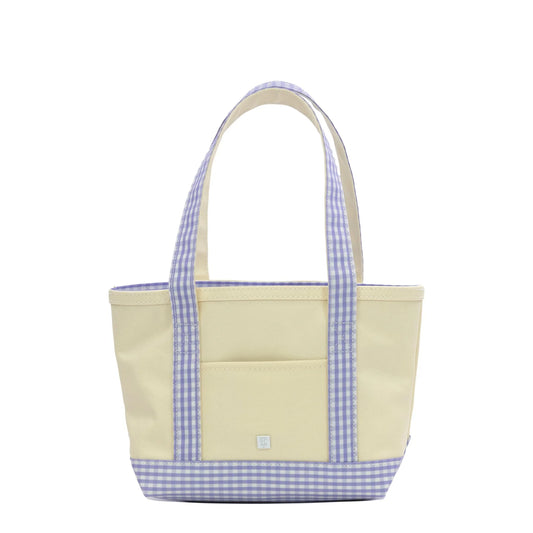 Coated Canvas Tote - Gingham Lilac