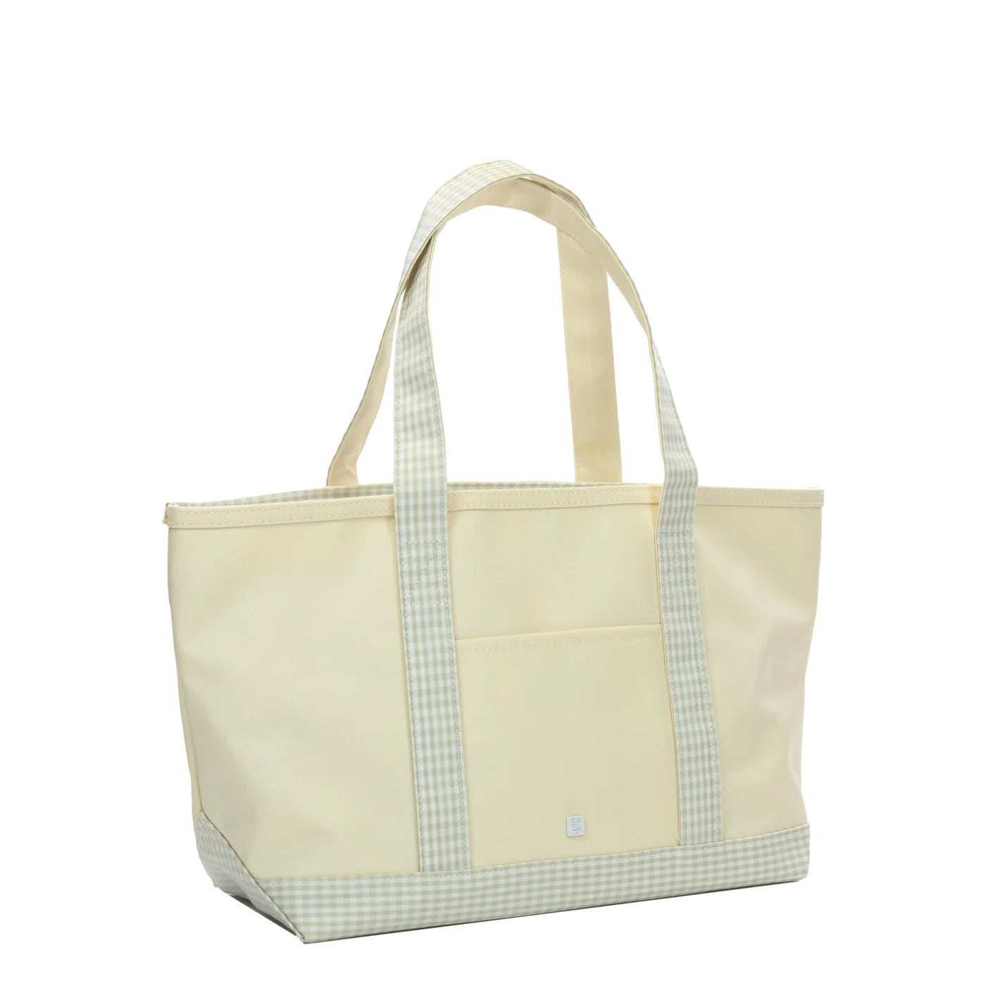 Coated Canvas Tote - Gingham Pearl Grey