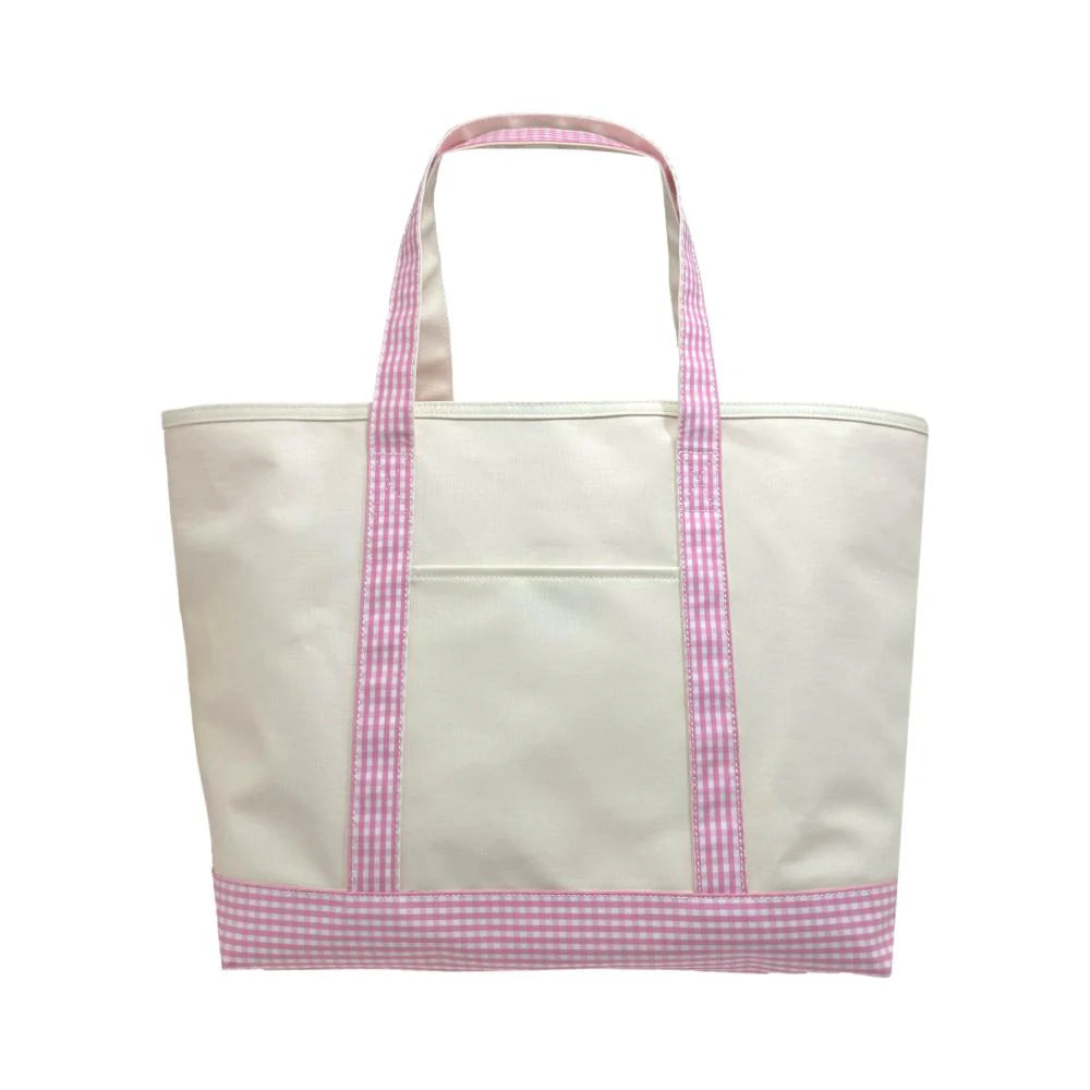 Coated Canvas Tote - Gingham Pink