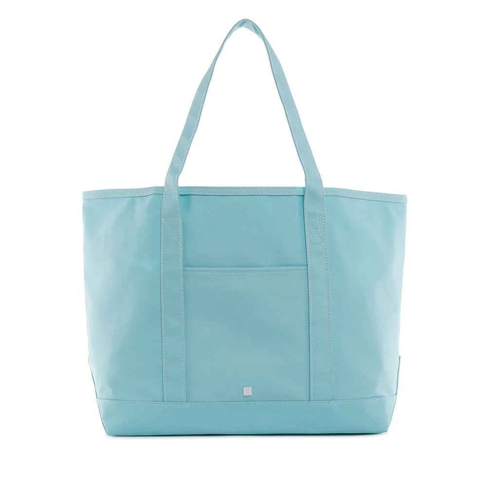 Coated Canvas Tote - Solid Lake Blue