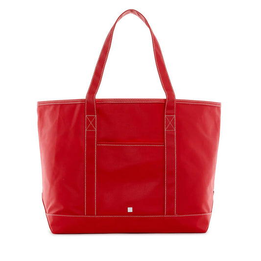 Coated Canvas Tote - Solid Red
