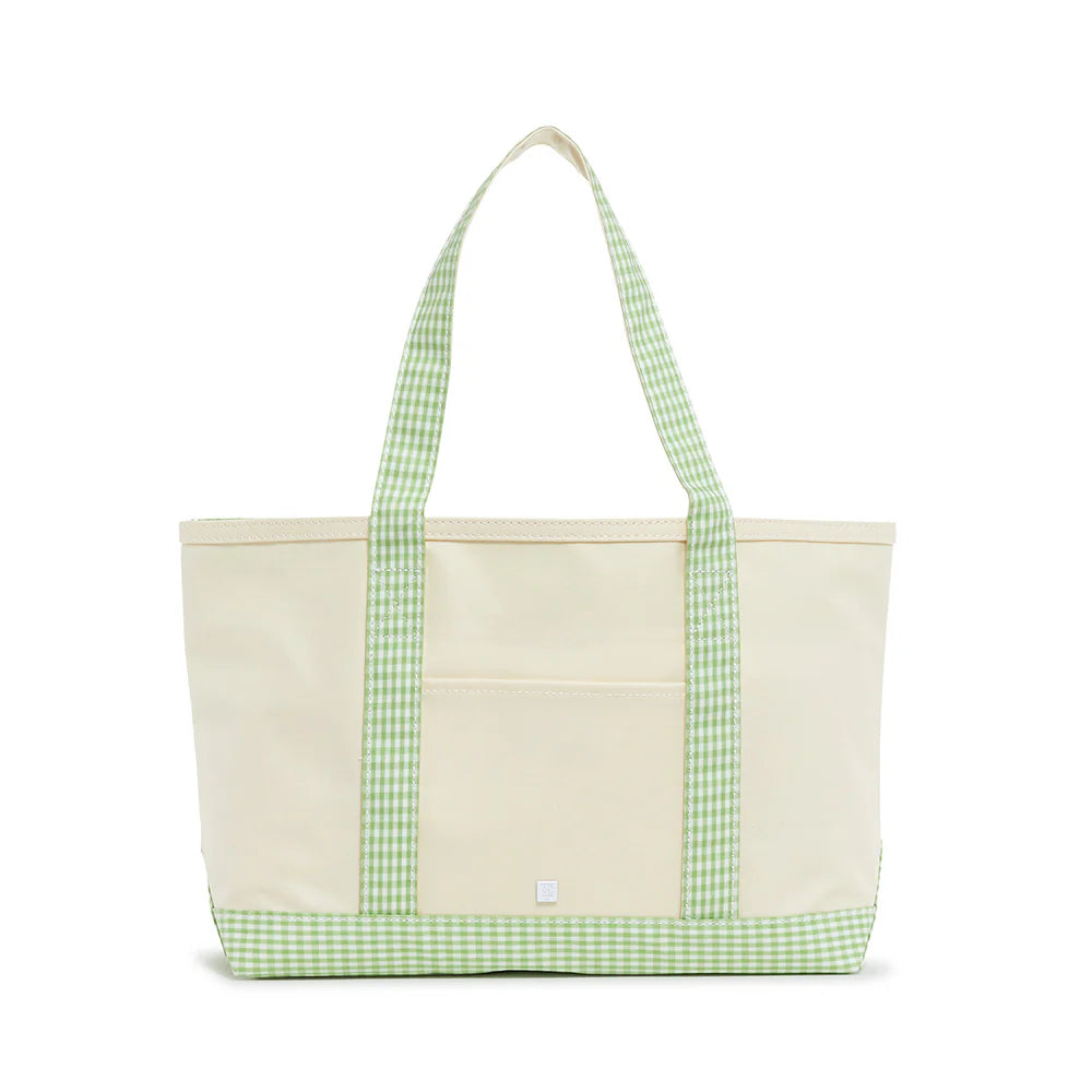Coated Canvas Tote - Gingham Leaf