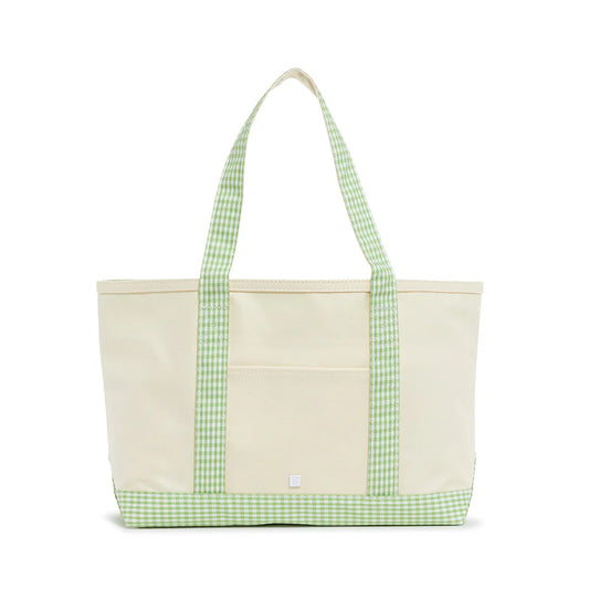Coated Canvas Tote - Gingham Leaf