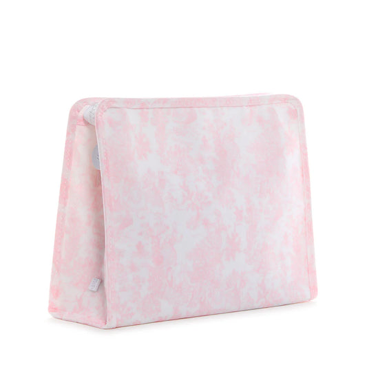 Roadie Large Zip Pouch - Bunny Toile Pink
