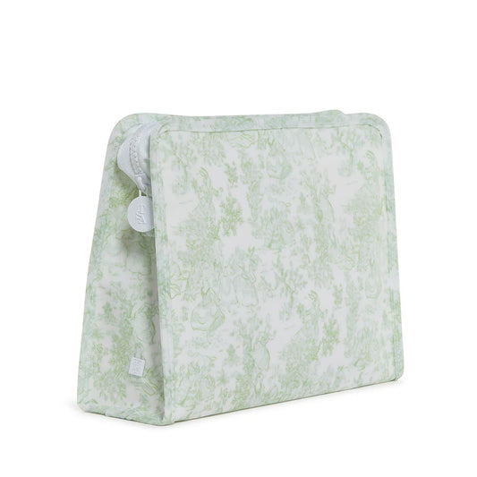 Roadie Large Zip Pouch - Bunny Toile Green