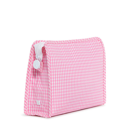 Roadie Large Zip Pouch - Gingham Pink