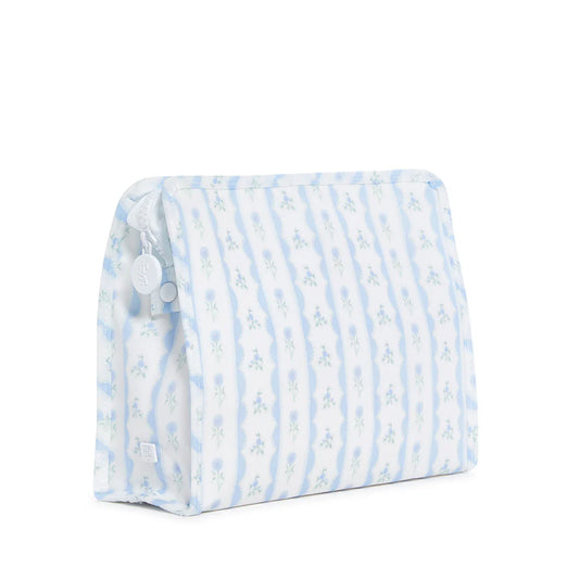 Roadie Large Zip Pouch - Ribbon Floral Blue
