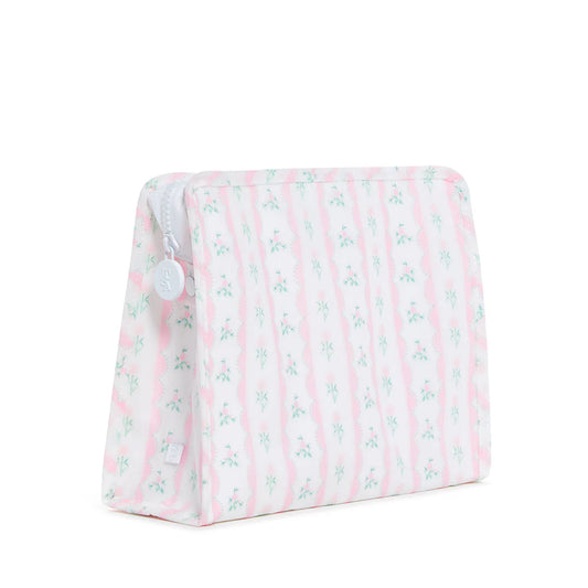 Roadie Large Zip Pouch - Ribbon Floral Pink - $5 Embroidery Sale