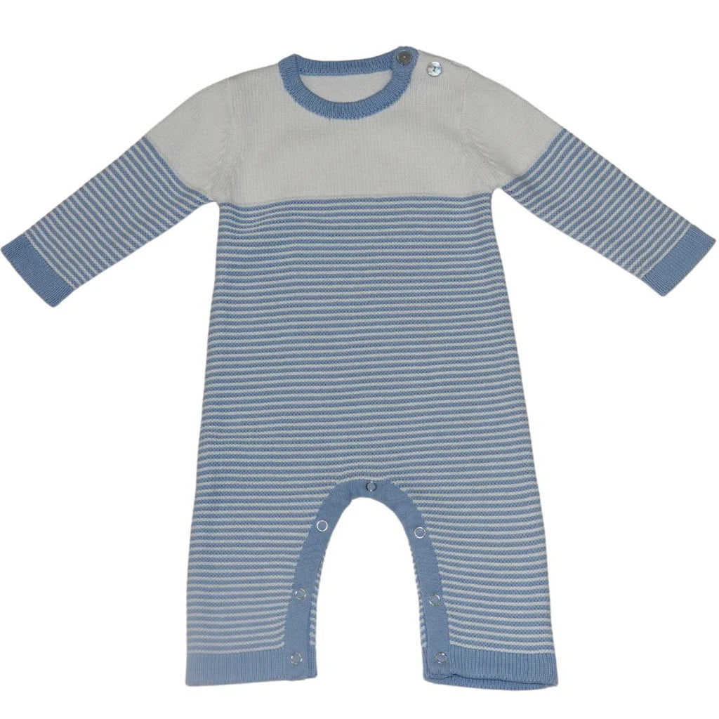 Seed Stitched Striped Cotton Romper