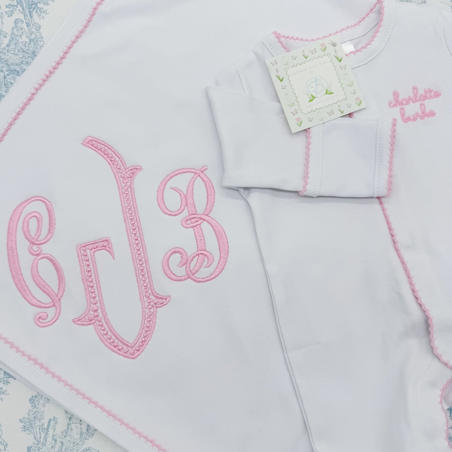 "Mega-Mono" Picot Trim Swaddle Blanket