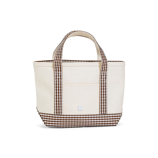 Coated Canvas Tote - Natural with Gingham Coco Trim