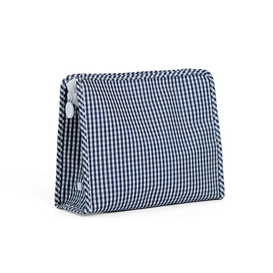 Roadie Large Zip Pouch - Gingham Navy