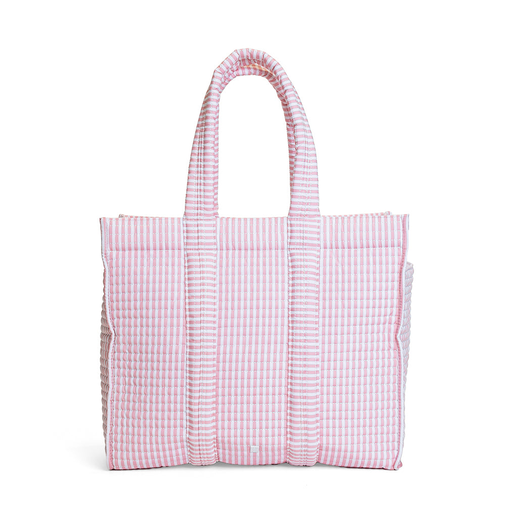Quilted GOGO Tote - Pimlico Stripe Dusty Rose