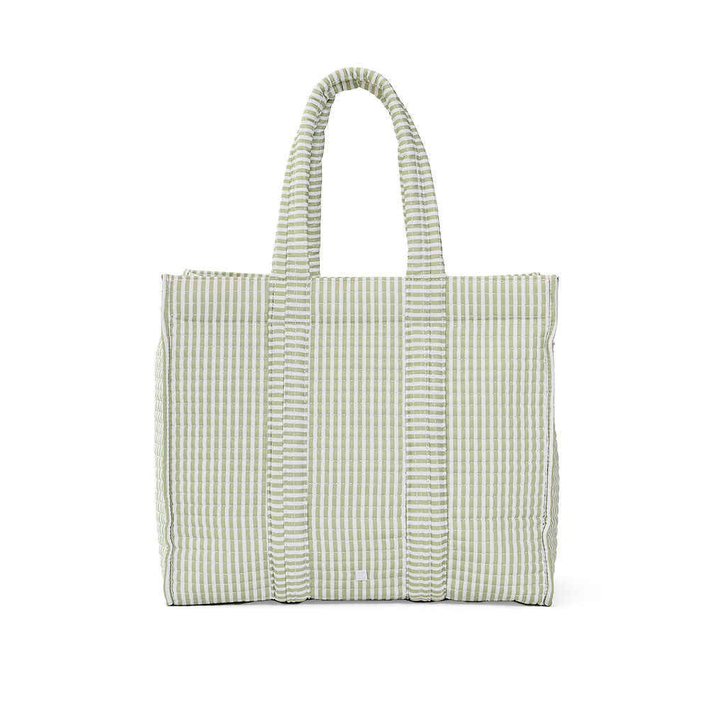 Quilted GOGO Tote - Pimlico Stripe Sage