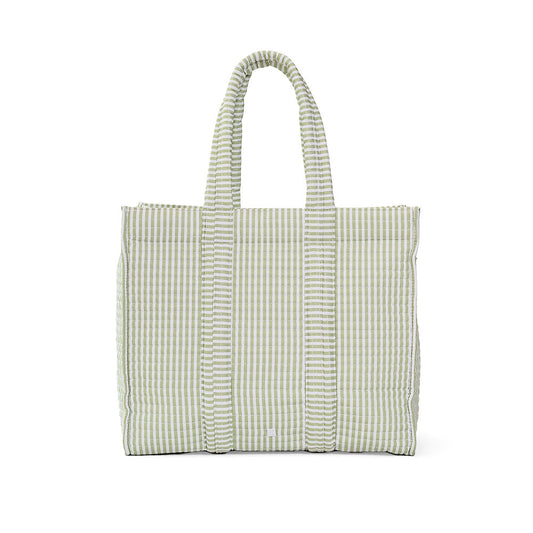 Quilted GOGO Tote - Pimlico Stripe Sage