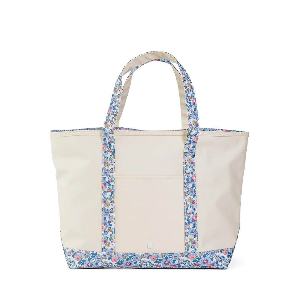 Coated Canvas Tote - Natural with Bridgehampton Floral Trim