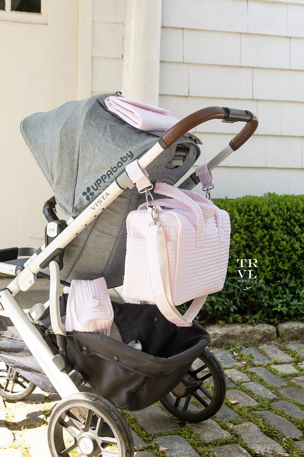 Quilted Stroller Diaper Bag - Pimlico Stripe Sage