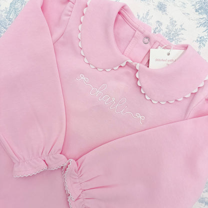 Long Sleeve Scalloped Bubble Romper