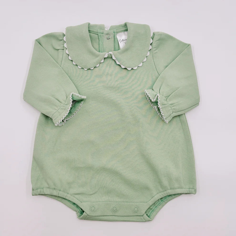 Long Sleeve Scalloped Bubble Romper