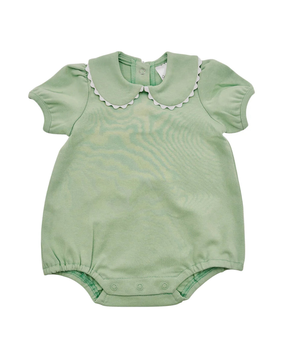 Short Sleeve Scalloped Bubble Romper