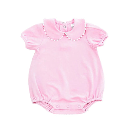 Short Sleeve Scalloped Bubble Romper