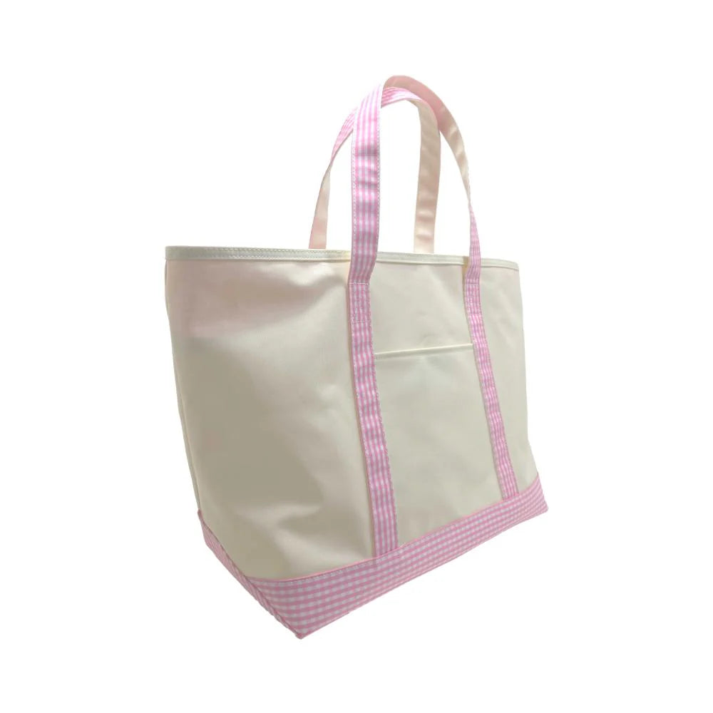 Coated Canvas Tote - Gingham Pink