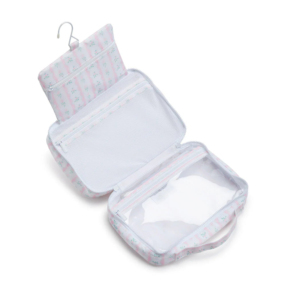 BundleUp Hanging Toiletry Bag - Pink Ribbon Floral