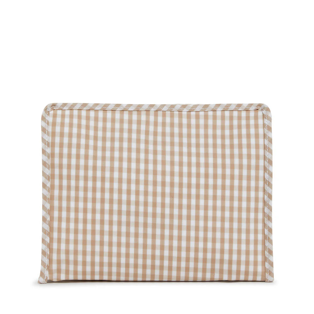 Roadie Large Zip Pouch - Gingham Khaki