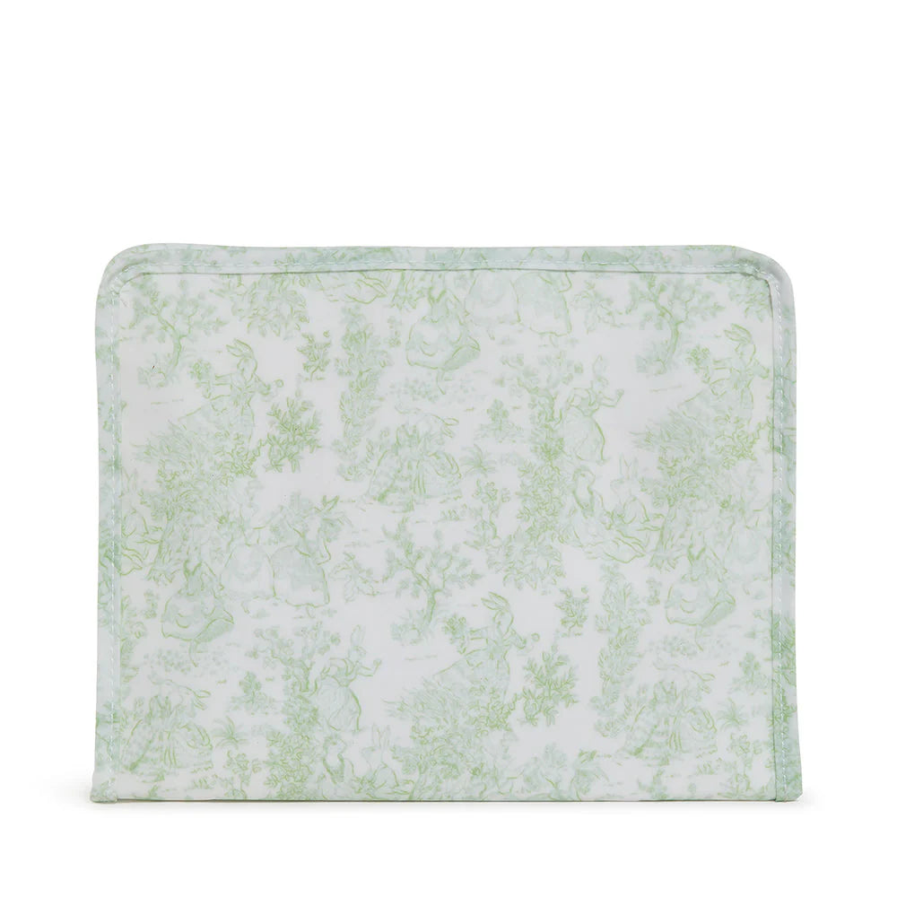 Roadie Large Zip Pouch - Bunny Toile Green