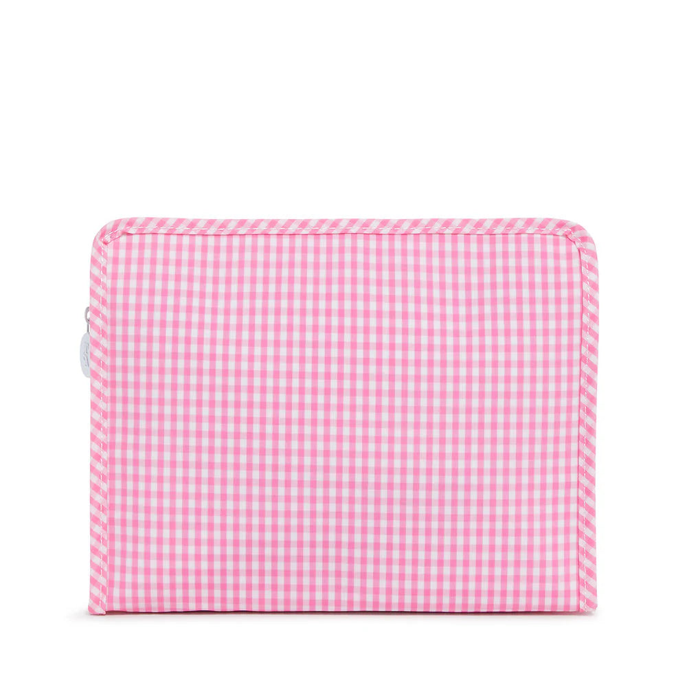 Roadie Large Zip Pouch - Gingham Pink