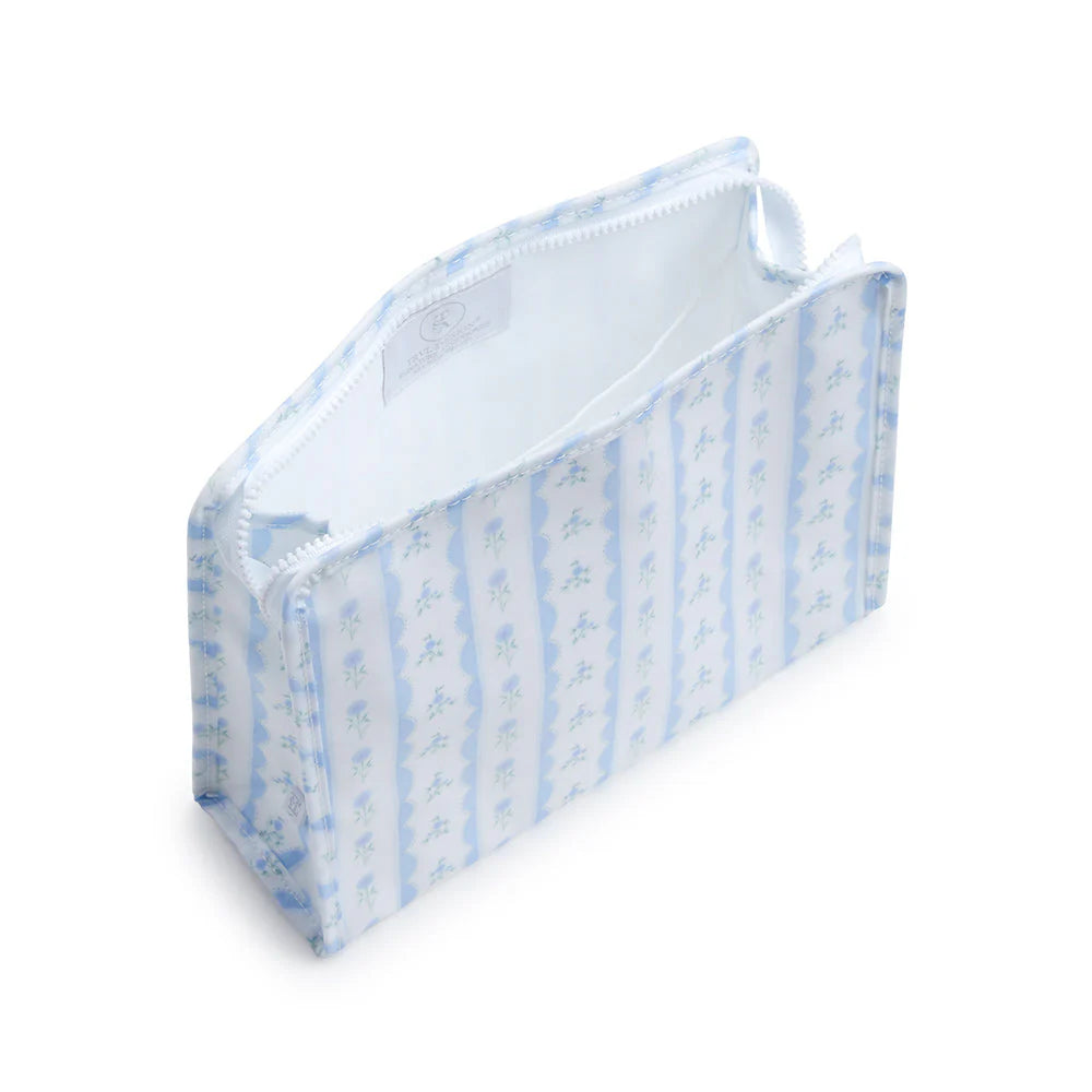 Roadie Large Zip Pouch - Ribbon Floral Blue